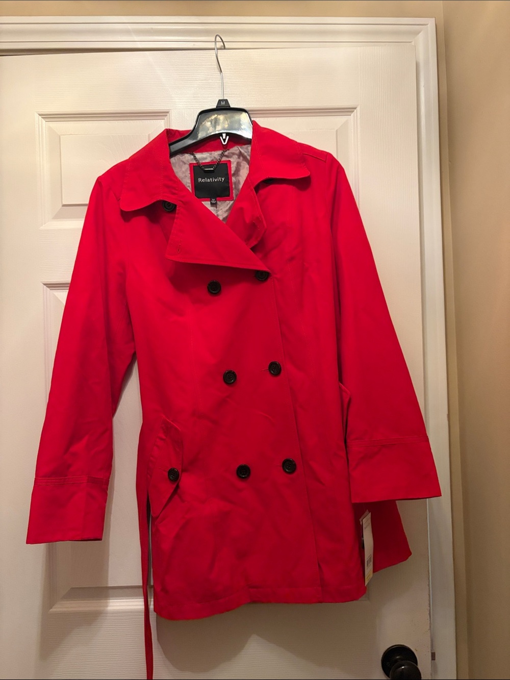 Relativity Women's Bright Red Double-Breasted Trench Coat